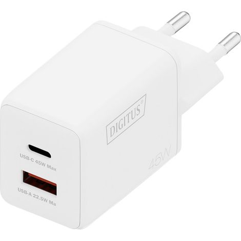 Digitus DA-10302 Chargeur USB 45 W 1x USB-A, 1x USB-C® blanc (1/5)