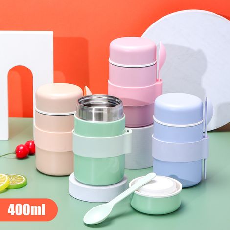 Lunchbox aus Edelstahl 304, doppelwandiger isolierter Schmortopf, tragbarer Thermosbecher für Frühstück, Suppen- und Porridgeschüssel. (1/5)