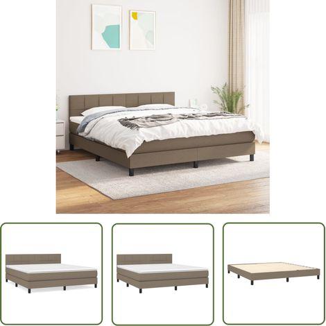 The Living Store Sommier à lattes de lit avec matelas Taupe 180x200 cm Tissu - Lit Double - Lit Tapissier - Literie - Matelas À Ressorts Ensachés - Tête De Lit Ajustable (1/5)