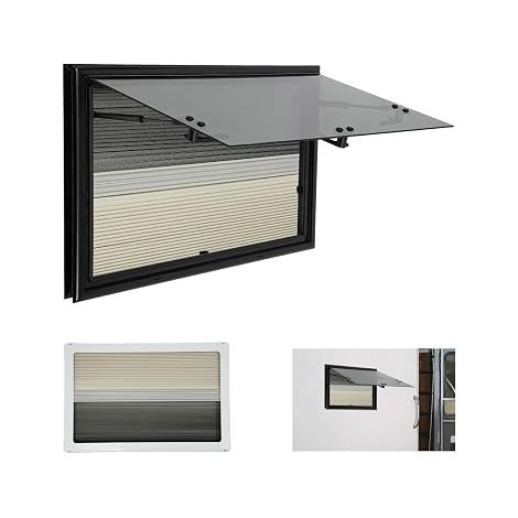 Fenêtre de caravane, fenêtre de camping-car avec store intégré et moustiquaire, fenêtre extérieure à pousser à 85° pour caravane, camping, remorque, camping-car (700 x 450 mm) (1/5)