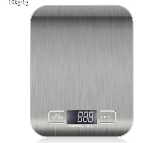 Balance électronique LCD 10 kg/5 kg OZ/ML/LB/G, balance de cuisine en acier inoxydable, outil de mesure pour aliments et régimes.-AquaForge (1/5)