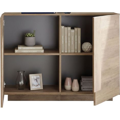Sideboard Intro, Anrichte 2 Fächer, Türöffnung Made in Italy, 2 Türen, 120x44x90h cm, Eiche Braun