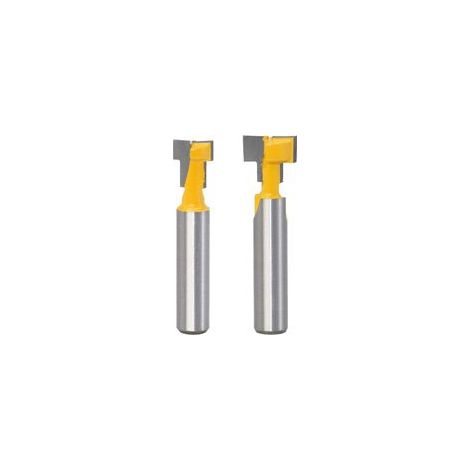 2PCS 8mm Queue T-Slot Routeur Bit Set Coupe de Bois T-Slot Fraises à Rainurer en T à Bois Pour 9.52mm et 12.7mm Boulon Hexagonal Jaune