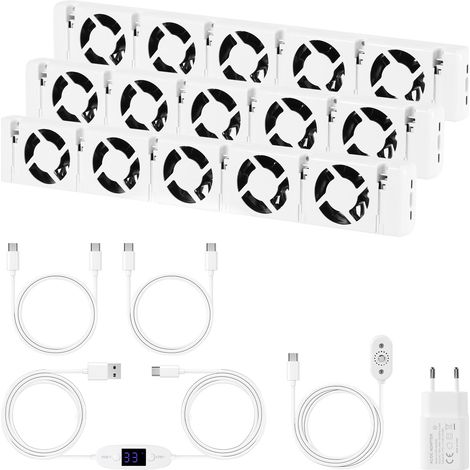 Jiubiaz Ventilateur de Radiateur 3 pièce Cinq trous d'aération - Température réglable Convient pour une longueur de 200 à 300 cm Ventilateur de radiateur (1/5)