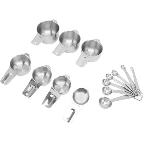 14-teiliges stapelbares Messlöffel-Set aus Edelstahl, multifunktionales Küchenmessset