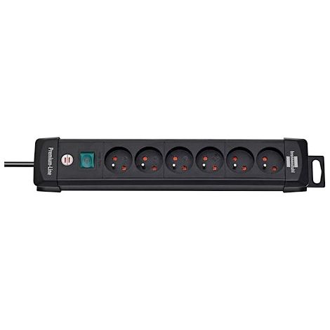Multiprise Premium Plus avec interrupteur à voyant lumineux - H05VV-F 3G1,5 6 PRISES / 3m - Noir