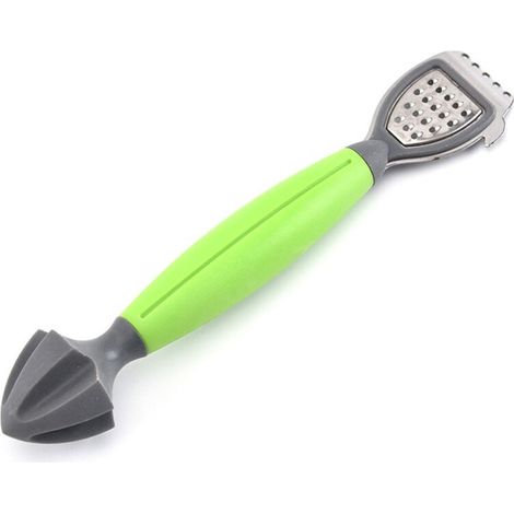KZQ Pelador de limones con mangos de plástico cómodos, exprimidor multifunción de acero inoxidable, 3 en 1, para cortar limas y cítricos (verde) (1/4)