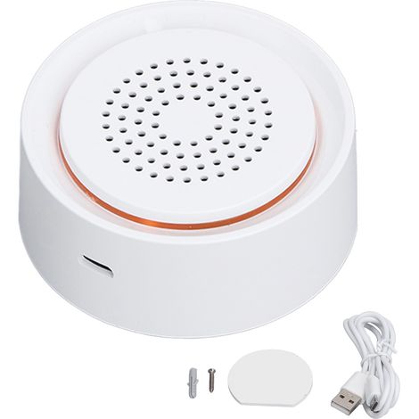 Ortviai Sirène d'alarme sans fil WiFi pour maison intelligente Tuya – 105 dB, LED clignotante, connexion 2,4 GHz (1/5)