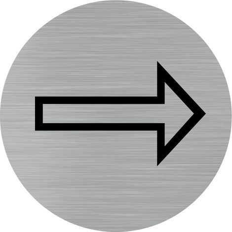 Pictogramme FLÈCHE / DIRECTION (Q0186).- Adhésif aspect aluminium brossé - Diamètre 83 mm (1/5)