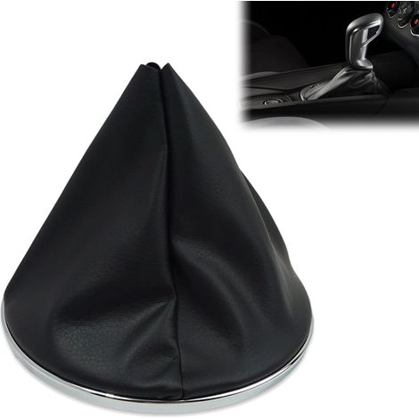 Soufflet Levier Vitesse - 1 Kit - Similicuir Noir et Chrome - Protection et Style - Pour Fiat 500 500c 2007-2015 (1/5)