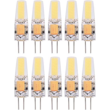 Lot de 10 ampoules LED AC/DC12-24V G4 COB non dimmable en silicone (blanc chaud) (1/5)