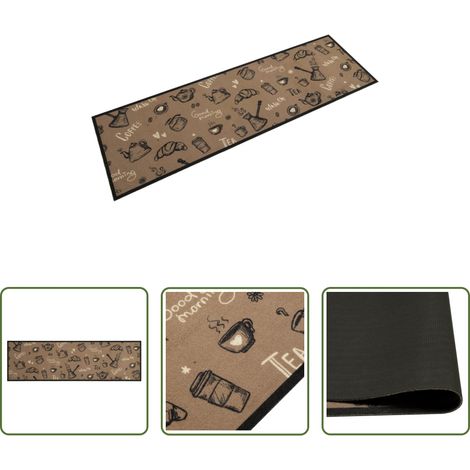 vidaXL Samt Teppich - Küchenteppich Waschbar Morgen Braun 45x150 cm Samt (1/5)