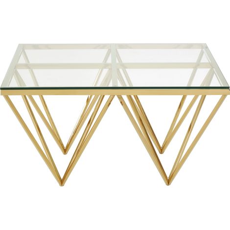 Interiors by Premier Sleek Gold Finish Spike Legs Coffee Table, Durable Decorative Table, Unique Design Display Coffee Table (1/5)