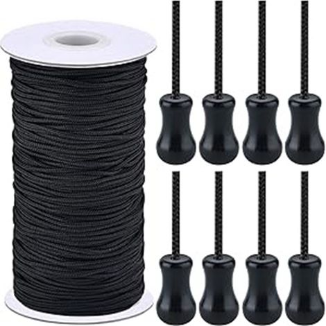 Schwarze 1,8 mm Kordel, 100 m lange schwarze Holzuhr, 8 vertikale Jalousien, Zubehör für Heimtextilien (1/5)