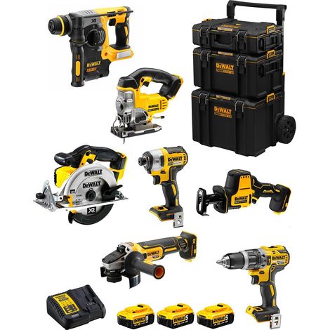 DeWALT Kit DWK702 (DCD796 + DCH273 + DCG405 + DCF887 + DCS331 + DCS391 + DCS369 + 3 x 5,0 Ah + DCB115 + Carro 3en1) (1/5)