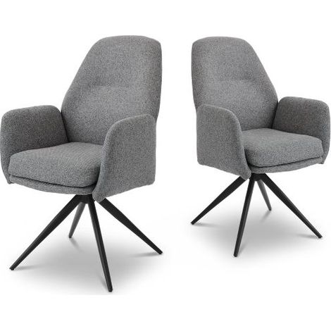 Bon Furni Tissu Chaise de salle à manger Gris Colombe, Lot de 2, pivotante 360°, ergonomique à haute élasticité avec accoudoirs