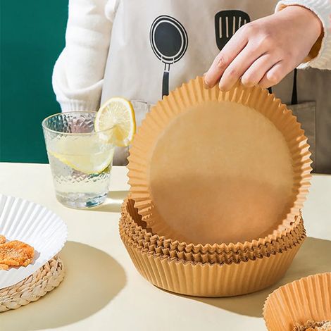 Lot de 50 feuilles de papier sulfurisé jetables pour friteuses à air, antiadhésives, brunes.-AquaForge (1/5)