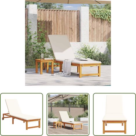 Akazienholz - Sonnenliege Braun 202 x 53 x 89 cm Massivholz Akazie (1/5)