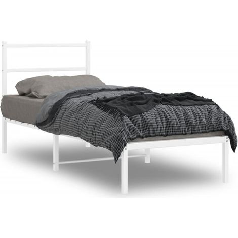 Estructura cama sin colchón con cabecero metal blanco 80x200 cm vidaXL (1/5)