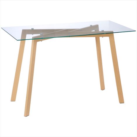 Table de salle à manger vintage en verre et acier 4 personnes (1/5)