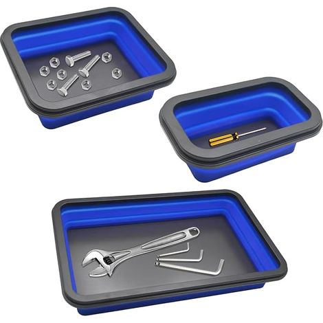 Magnetic Fastener Shells Silicone Magnetic Trays Folding Trays Workshop Accessories for Small Bolts Screws Nuts and Washers Blue (1/5)