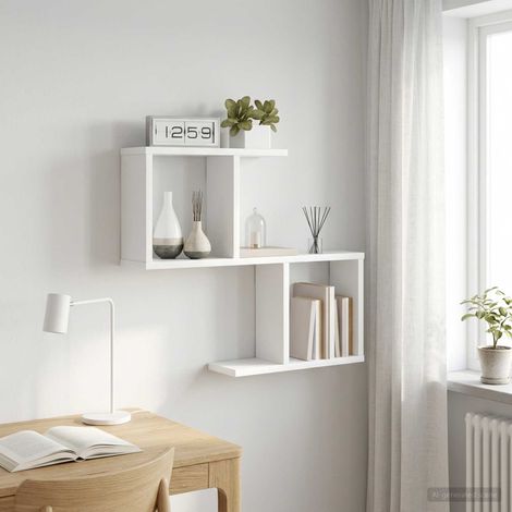 vidaXL Étagère Murale Blanc 60 x 12 x 50,5 cm Bois d'ingénierie (1/5)