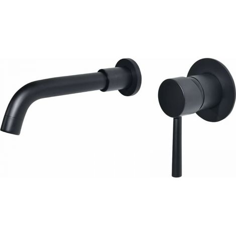 SNQ – Robinet mitigeur mural en laiton noir – Bec rotatif 360° – 1 poignée – Installation murale standard – Pour salle de bain moderne - PTBB06E (1/5)