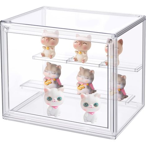 Vitrine en Acrylique Transparente Acrylique Vitrine - empilable avec Porte magnétique Boîte de Présentation pour Figurines Pop modèles DIY et Objets de Collection 27×22×13cm (1/5)
