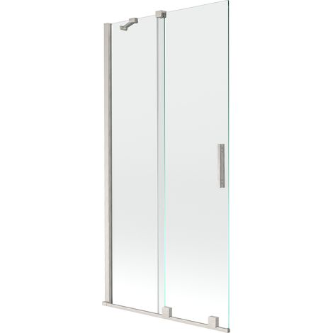Mexen Velar Badewannenabtrennung 2-flügelig, 95 x 150 cm, transparent, gebürsteter Nickel - 896-095-000-01-97 (1/5)