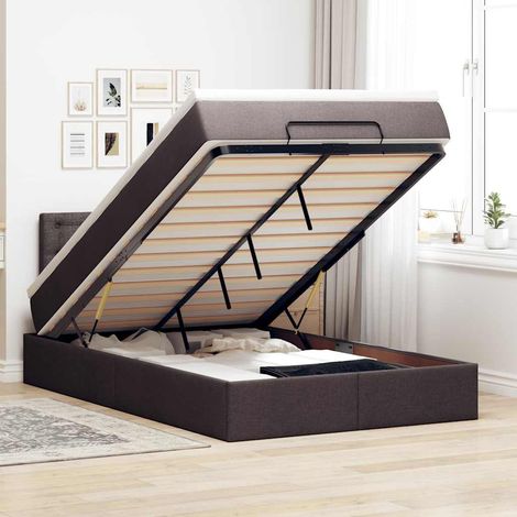 VidaXL Cadre de lit ottoman avec matelas marron foncé 120x190 cm tissu (1/5)