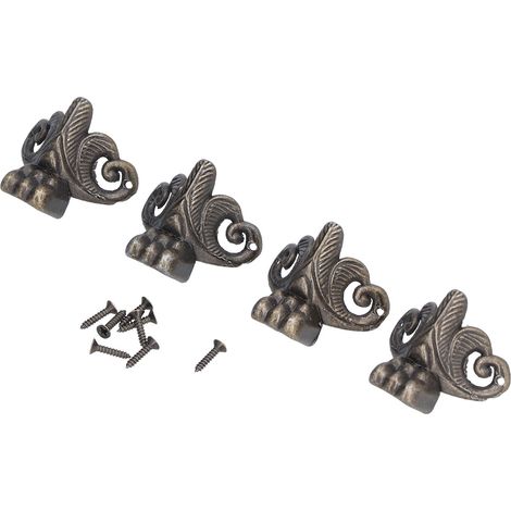 Protection d'angle pour boîte en bois, boîte à vin, boîte à bijoux, boîte d'emballage, socle en forme de pied d'aigle, petit format (3 x 3,2 cm), couleur bronze antique, en alliage antique. Lot de 12. (1/5)