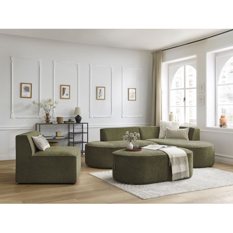 BOBOCHIC - Chauffeuse 1 place pour canapé modulable ROUSSEAU tissu texturé Vert (1/5)