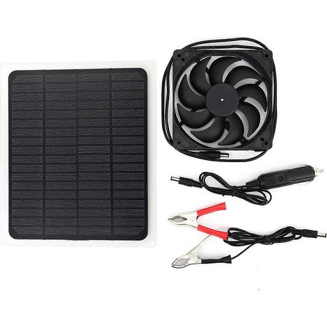 Panneau Solaire 12V 10W avec Sortie USB, Chargeur de Batterie et Ventilateur d'Extraction pour Animaux - Kit Complet (1/5)