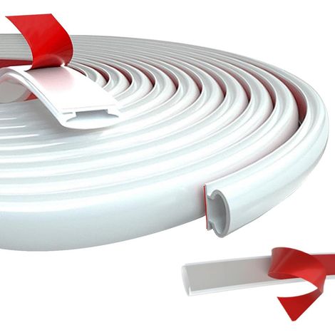Joint d'étanchéité en silicone pour portes et fenêtres - Joint d'étanchéité autocollant en forme de D - 1 m - Blanc (1/5)