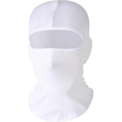 Cagoule unie blanche, taille unique, idéale pour le ski, la pêche et l'équitation en extérieur. Protection du visage et du cou, coupe-vent et respirante. Taille unique. (1/5)