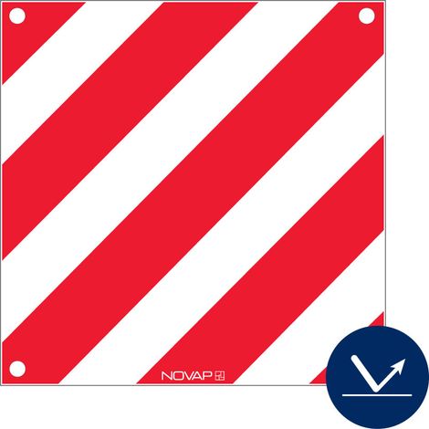 Panneau de signalisation hachuré rouge/blanc avec œillet - Rétroréfléchissant Classe 1 - 480x480mm - 3340853 (1/2)