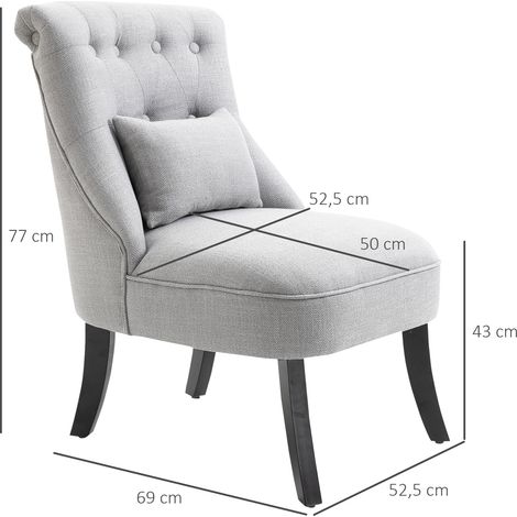 Sessel Wohnzimmer Relaxsessel Loungesessel Ruhesessel mit Rückenkissen, Holzbeine, Lesesessel mit Leinenoptik, Polstersessel für Schlafzimmer, Grau (1/5)