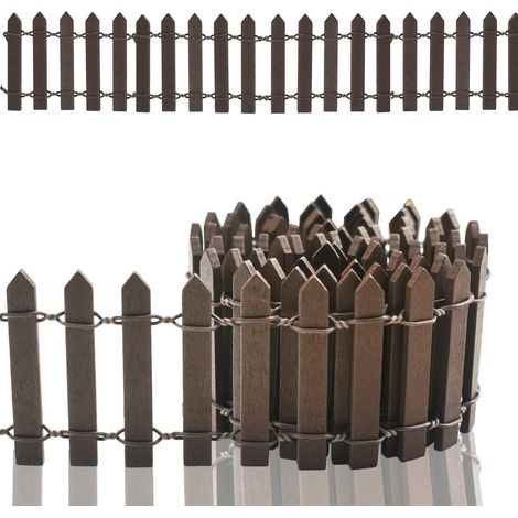 Clôture de Jardin Miniature en Bois Flexible - Décoration Barrière 100 X 5 Cm (Brun Foncé) (1/5)