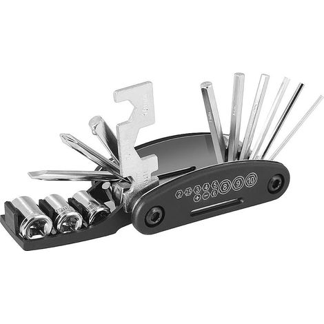 Herramienta múltiple de bolsillo 16 en 1 compatible con bicicletas/bicicletas de montaña (llaves Allen, destornilladores, llaves de tubo, etc.) (1/5)