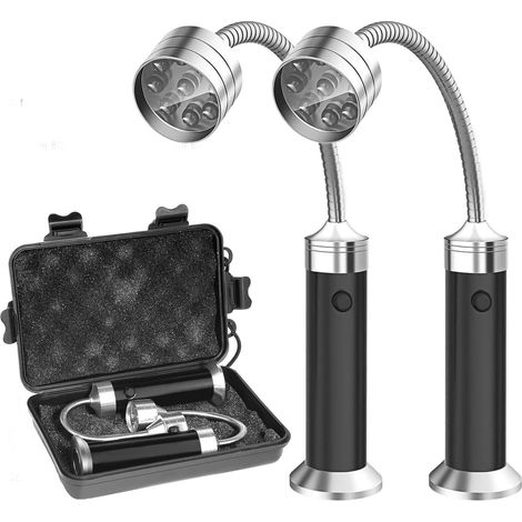 Lot de 2 Lampe Barbecue,LED Alliage Aluminium,Base Magnétique,Cou Flexible 360 Degrés,Camping Extérieur