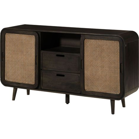 Sideboard Mango 150x40x80 dunkelgrau lackiert VALENCIA 218 (1/4)