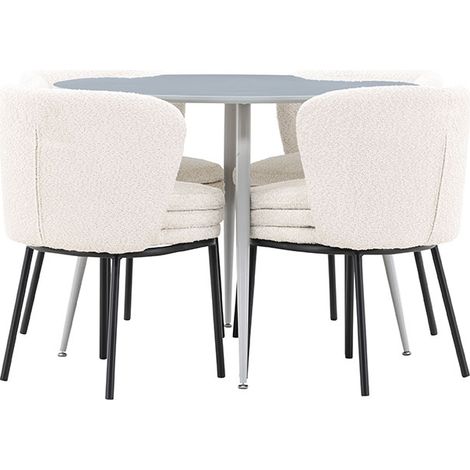 Plaza Essgruppe Tisch Ø100cm und 4 Boucle Stühle grau.
