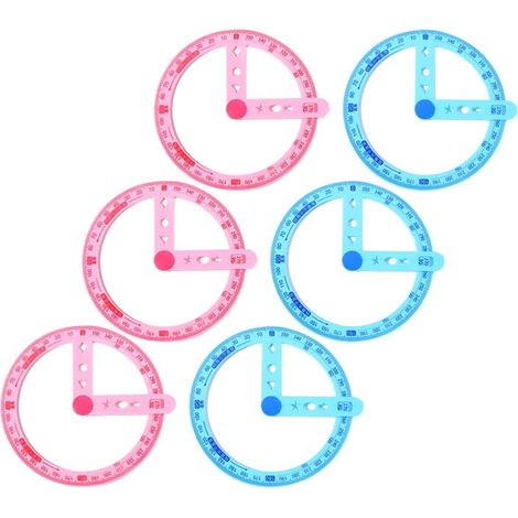 Lot de 6 rapporteurs circulaires en plastique transparent, outil (1/5)