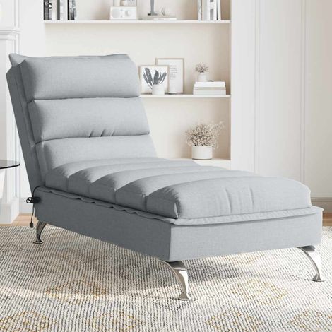 Chaise longue de massage avec coussins gris clair tissu vidaXL (1/5)