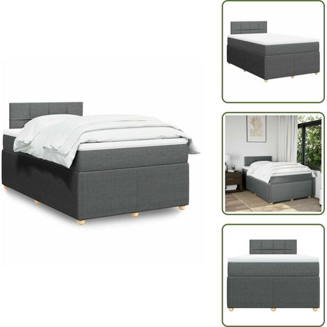 Sommier à lattes de lit avec matelas gris foncé 120x190cm tissu - Sommier À Lattes De Lit - Sommiers À Lattes De Lit - Lit - Meuble De Chambre À Coucher (1/5)