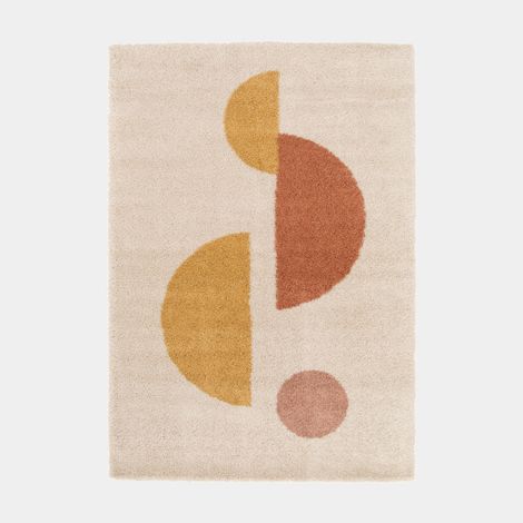 Tapis de salon à motif organique - Sully - Écru jaune et terracotta - 160 x 230 cm (1/5)