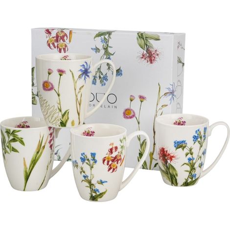 Set mit 4 Porzellantassen „Farben der Natur“, 360 ml