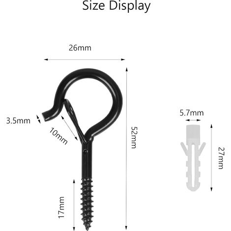 20 ganci a vite con fusibile, bulloni a vite in acciaio inossidabile M4 con anello di sicurezza per appendere cesti, piante, casette per uccelli, campanelli eolici, lampadari