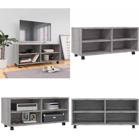 TV-Schrank mit Rollen Grau Sonoma 90x35x35 cm Holzwerkstoff - TV-Ständer - Holzwerkstoff (1/5)