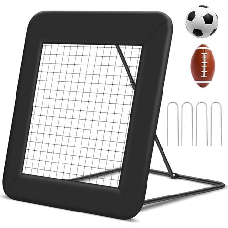 Randaco Rete rimbalzante regolabile per allenamento di calcio, 1 m, angolo 40-110°, telaio stabile, molle in acciaio e rete in PE per giardino e campo